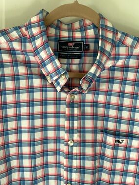Vineyard Vines Plaid Button-Down Shirt in White, Blue, Pink